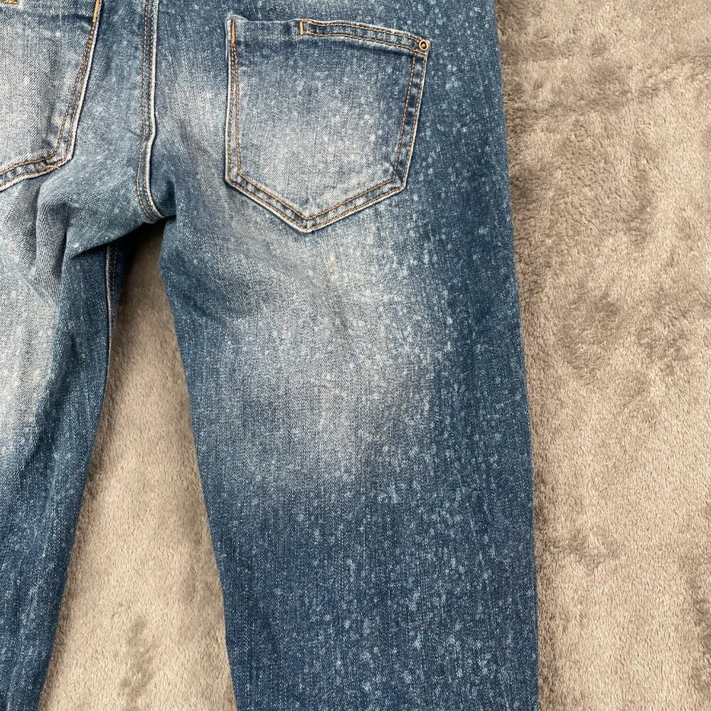 ZARA Premium Wash Slim Jeans Womens 6 Blue Distressed Ripped Denim Grunge Y2K - Picture 8 of 8